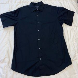 Men’s button front short sleeve black banana republic large cotton dress shirt